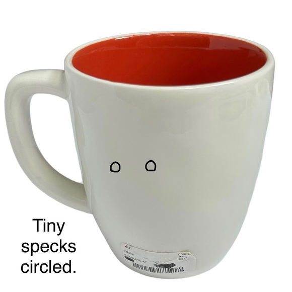 Rae Dunn Be In THE MOmeNt Mug Coffee Tea White with Red Interior Dimples 2017 OG - Picture 7 of 15